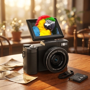 Professional 5K/15fps 1080P/30fps Digital Camera 180. Flip Screen Built-in Flash UV/Macro Lens for YouTube DC602R 5K Resolution - Product Image 1