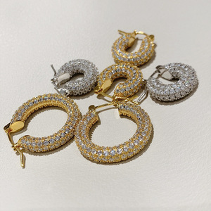 Hoop Ear <b>Cuff</b> for Women Sparkling Stone Lattice Pattern Fashion Ear Jewelry - Product Image 2