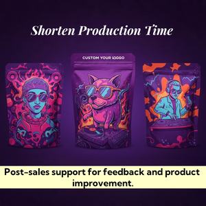 Sacs en mylar de 3,5 g à impression personnalisée noire, étanches à l'odeur, debout, doypack, pochette pour l'emballage de biscuits, stockage d'herbes - Product Image 3