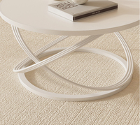 Table d'appoint ronde au design élégant et unique pour salon, table à thé/café en métal avec plateau en pierre pour chambre à coucher