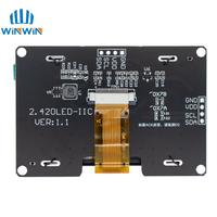 Módulo de pantalla PMOLED de 2,42 pulgadas, 128x64, SSD1309, interfaz serie I2C de 4 pines para UNO R3 C51