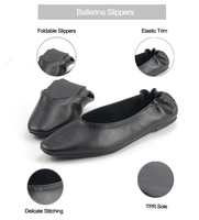 Femmes sans lacet classique en cuir PU ballerine pantoufles chaussures habillées décontractées pliable Portable voyage Ballet plat chaussures de marche