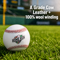 Balle de baseball personnalisée de haute qualité avec logo, en cuir de vachette PU de qualité A, 100 % laine, enroulée à la main, 9 pouces, pour droitiers et gauchers