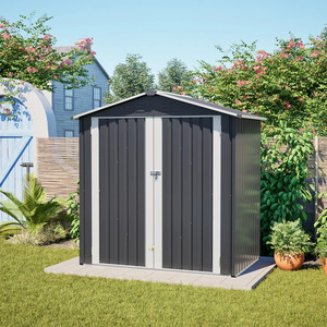 Garden Storage Shed 6x4 Powder Coated Galvanized Steel Lockable Door Outdoor <b>Tool</b> <b>House</b> - Product Image 1
