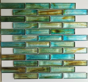 Piastrelle di vetro del Backsplash del bagno di colore verde smeraldo del mosaico della striscia della piscina