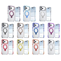 Coque de téléphone magnétique transparente rouge cerise pour iPhone 18 ProMax 17, avec anneau de support de luxe et protection antichoc pour Samsung S26U