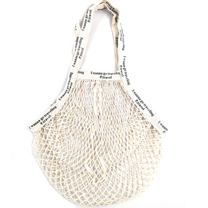 Custom with Logo Screen Printed Large Shoulder <strong>Reusable</strong> Grocery Shopping Tote <strong>Net</strong> Drawstring Produce Organic Cotton Mesh <strong>Bags</strong> - Product Image 1