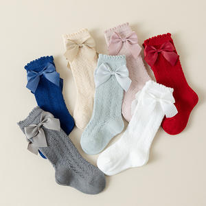 Kaus kaki tabung panjang anak-anak, katun nyaman gaya Princess pita kupu-kupu lucu musim semi musim gugur - Product Image 2