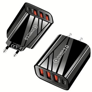 20W PD Travel Charger US <b>EU</b> <b>Plug</b> 3 USB + Type-C Fast Wall Charger 4 in 1 Mobile Phone Power <b>Adapter</b> - Product Image 1