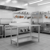 Table de travail de cuisine commerciale en acier inoxydable 304 de qualité supérieure, certifiée NSF, résistante à la corrosion, capacité de charge de 500 kg/m