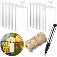 Thẻ Giỏ Trong Suốt Với 1 Cuộn Dây Đay Tự Nhiên Và Bút Đánh Dấu Màu Đen Dụng Cụ Sắp Xếp Bằng Acrylic Nhãn Treo Thực Phẩm Cho Hộp Pizza