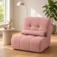 Canapé compact de luxe sans accoudoirs avec housse amovible et lavable, design capitonné – Sièges d'appoint modernes roses pour appartement et salon