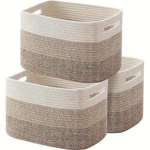 Cestas de Almacenamiento Rectangulares de Tela Tejida 100% Algodón Jianna Modernas, Diseño Plegable, Ecológicas, con Asas para Plantas, Venta al Por Mayor - Product Image 2