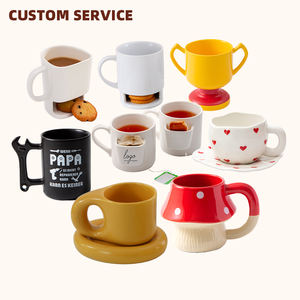 Handgefertigte Kreative Kaffeetasse mit Individuellem Logo in Unregelmäßiger Form, Niedlicher Keramik-Wasserbecher im Ins-Stil, Geschenkboxen und Keramiktassen - Product Image 1
