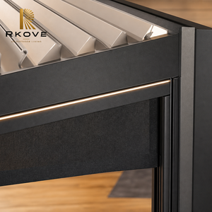 หลังคาบานเกล็ดปรับได้อัตโนมัติ RKOVE RK-C1 ขนาด 3x4ม. 3x6ม. 4x5ม.  ขนาดสั่งทำได้  โครงอะลูมิเนียมสำหรับระเบียงพร้อมม่านม้วน LED ในตัว - Product Image 3