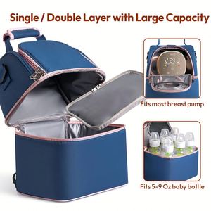 Breast Pump Bag with Cooler Fits 6 Bottles Double Layer Breast Milk Travel Bag Baby Bottle Breastmilk Cooler Bag - Product Image 4