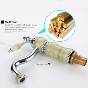 Grifo de Lavabo de Latón de Grado A con Acabado en Oro Titanio y Jade, Mezclador Giratorio para Hotel, Grifo de Agua Moderno de un Solo Orificio - Product Image 3