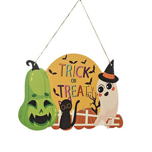 ของตกแต่งประตูรูปฟักทองฮาโลวีนพร้อมหมวกแม่มดและดีไซน์ลูกกวาดสำหรับตกแต่งภายในงานปาร์ตี้ - Product Image 2