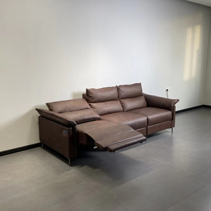 Sillón Chesterfield Moderno de Cuero Genuino con Respaldo y Reposapiés Ajustables Motorizados para Apartamento, Sala de Estar, Hogar F-33309 Funcional - Product Image 1