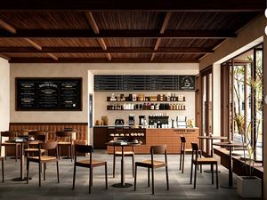 Diseño de Interiores de Cafetería Wabi Sabi |   Mobiliario de Madera de Nogal y Microcemento para Cafeterías Especializadas en Café - Product Image 1