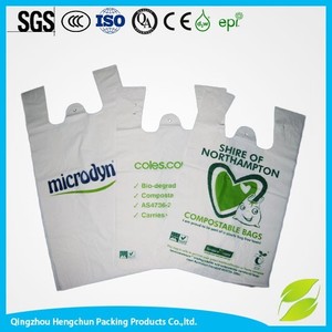 Bolsas de plástico ecológicas biodegradables de almidón de maíz 100%, bolsas para camisetas, bolsas de compras para supermercados - Product Image 4