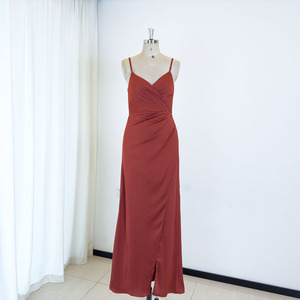 Teenyee đất nung Màu Đỏ trượt Slit sang trọng Evening Dresses phụ nữ bên Dresses mới nhất phù dâu ăn mặc cho đám cưới - Product Image 5
