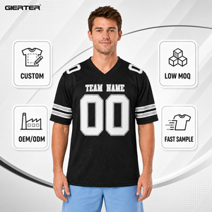 Camiseta de <span class=keywords><strong>Fútbol</strong></span> Americano Negra para Hombre, Personalizada, Informal, de Malla, Manga Corta, Cuello en V, para Fiestas y Uso Diario - Product Image 1