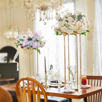 Décorations de table de mariage en or réutilisables Grandes colonnes géométriques Présentoir carré en métal Présentoir à fleurs Centre de table