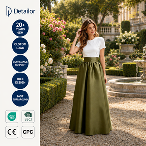 Jupe longue maxi pour <span class=keywords><strong>femme</strong></span>, en satin, coupe trapèze, taille haute, unie, élégante, décontractée, tricotée, teinte unie, pour l'été, vente en gros, personnalisable, prête à expédier - Product Image 1