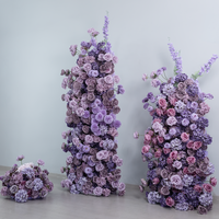 Composition florale artificielle rose et violette en rangée pour mariage, anniversaire, fête prénatale, décoration de scène et arche