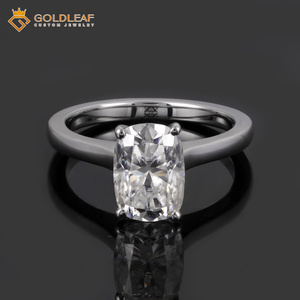 Anillo de Lujo Personalizado Goldleaf para Boda, Plata S925, Chapado en Plata, Certificación GRA, Corte Cojín, 1ct 2ct 3ct D VVS - Product Image 1