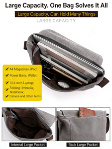 Sac bandoulière messager rétro vintage en toile légère de luxe pour homme, grand format, décontracté, durable, avec motif lettres, idéal pour l'été - Product Image 3