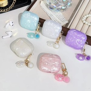 Étui rigide pour écouteurs de luxe en coquille de perle mignonne pour <span class=keywords><strong>AirPods</strong></span> 3 housse de casque avec étuis de casque porte-clés - Product Image 6