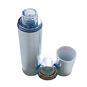 Luxury Silver 50ml 100ml Aluminum Cosmetic Skincare Packaging Lotion Pump Airless Bottle Airless Pump Bottle Airless Bottle - Product Image 2