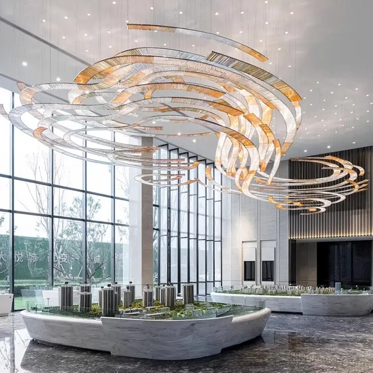 होटल लॉबी चंदेलियर पेंडेंट लाइट्स के लिए आधुनिक लक्जरी गोल्ड ग्लास K9 क्रिस्टल चंदेलियर इनडोर लिविंग रूम हैंगिंग लाइटिंग