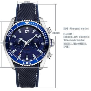 Reloj de Lujo Personalizable Super Especial con Logotipo Azul, Montre Homme, de Alta Gama, con Esfera de 48 mm, Correa de Nailon y Acero Inoxidable, a la Moda - Product Image 2