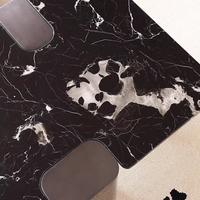 Table basse rectangulaire de luxe légère en marbre noir et rose pour salon, minimaliste et créatif, avec sens avancé ZEM848