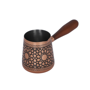 Cafetera de Cobre Metálica Griega Árabe con Logotipo Personalizable <span class=keywords><strong>para</strong></span> Calentar Leche y Café, con Mango Resistente al Calor, Portátil y de Grado Alimenticio - Product Image 1