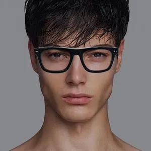 HGM Custom Metal Logo Eyewear Designer Anti Blue Light Frames Luxury Mirror Lenses Glasses For Men Acetate Eye Glass