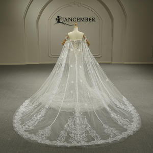 Abito da sposa a sirena Jancember GT26045 Royal con perline pesanti, spalle scoperte e scialle - Product Image 4