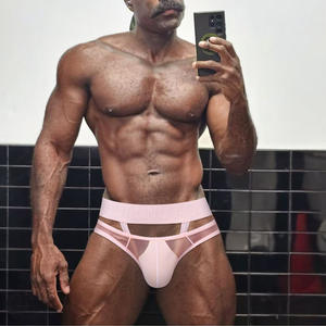 Celana Dalam Pria Ultra Tipis Transparan Bahan Jala Bernapas, Model Boxer dengan Kantong <span class=keywords><strong>Penis</strong></span> Besar dan Tali, Kustomisasi Grosir - Product Image 2