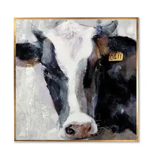 Modern Animals Canvas Painting for Wall Decoration Handmade Modern Art Cow Oil Paintings Dog Animal Decor Picture