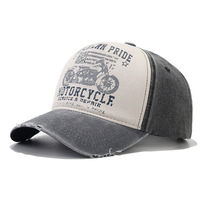Gorra de Béisbol de 5 Paneles, Estilo Vintage Desgastado, Deportiva, para Motocicleta, Estilo Retro de Motociclista, Unisex, Ajustable, con Hebilla de Metal, de Sarga de Algodón