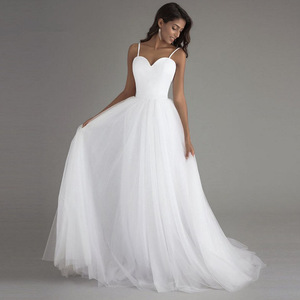 Wedding Dress Ball Gown Sweetheart Neckline Straps Off White Floor Length Simple Style - Product Image 3