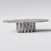 Table basse ovale en marbre Dream Home, base multi-plaques verticales, table centrale en pierre naturelle pour salon moderne