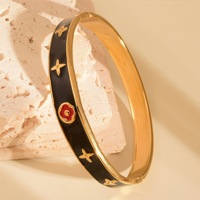 Bracelet étoile coloré en acier inoxydable pour femme, design vintage goutte d'huile, fermoir plaqué or, bracelet de luxe léger haut de gamme