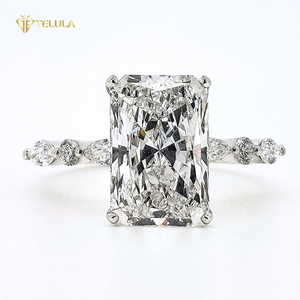 Anillo de Compromiso Personalizado con Corte Radiante de 4 Quilates, Plata de Ley S925, Anillos de Moissanita, Anillo de Moissanita con Certificado GRA - Product Image 2