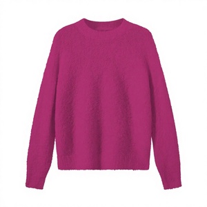 Suéter de punto de mezcla de lana mohair de alta calidad para hombre, color liso, cuello redondo oversize, anti-bolitas, manga corta, hecho a máquina - Product Image 3