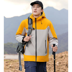 Cómoda chaqueta con capucha resistente al desgaste con cordón para <span class=keywords><strong>hombre</strong></span>, chaqueta de Montañismo impermeable a prueba de viento, logotipo personalizado - Product Image 3