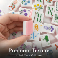 Ensemble de Mahjong en Acrylique Personnalisé de Luxe Rose et Blanc, Tuiles de Mahjong à Double Couche Haute Transparence, Mahjong Artistique Portable de Voyage